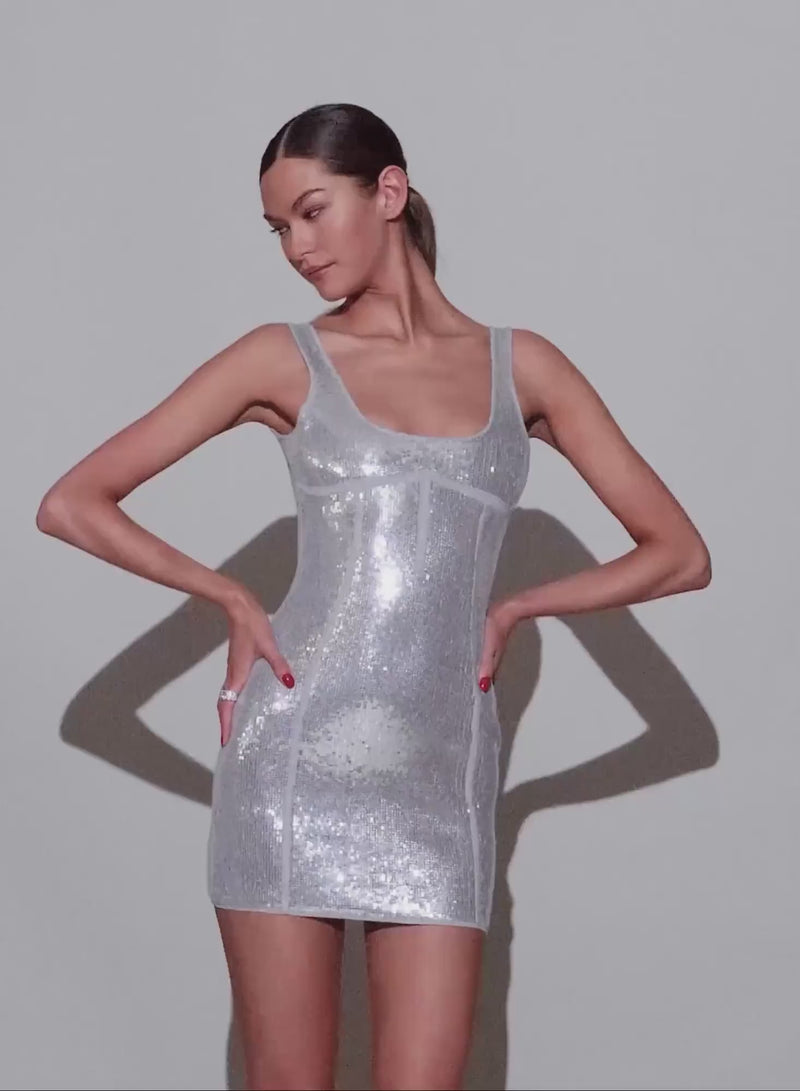 video- Sequin Knit Bodycon Dress