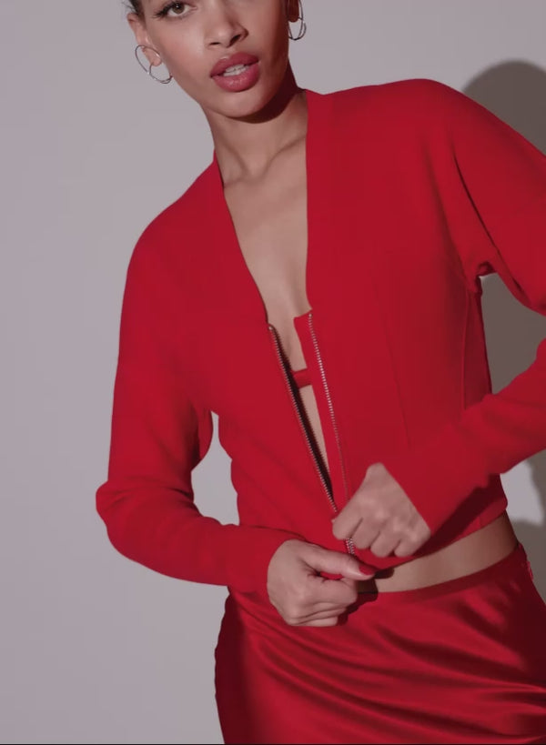 Rouge - Knit Zip Bustier Cardigan | Fleur du Mal