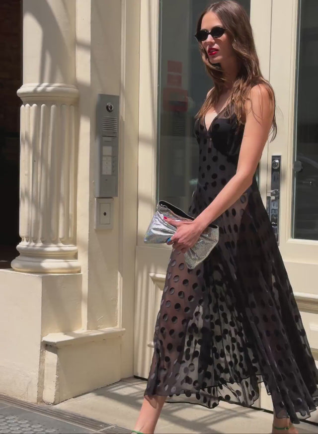 Black - Silk Dot Gown | Fleur du Mal