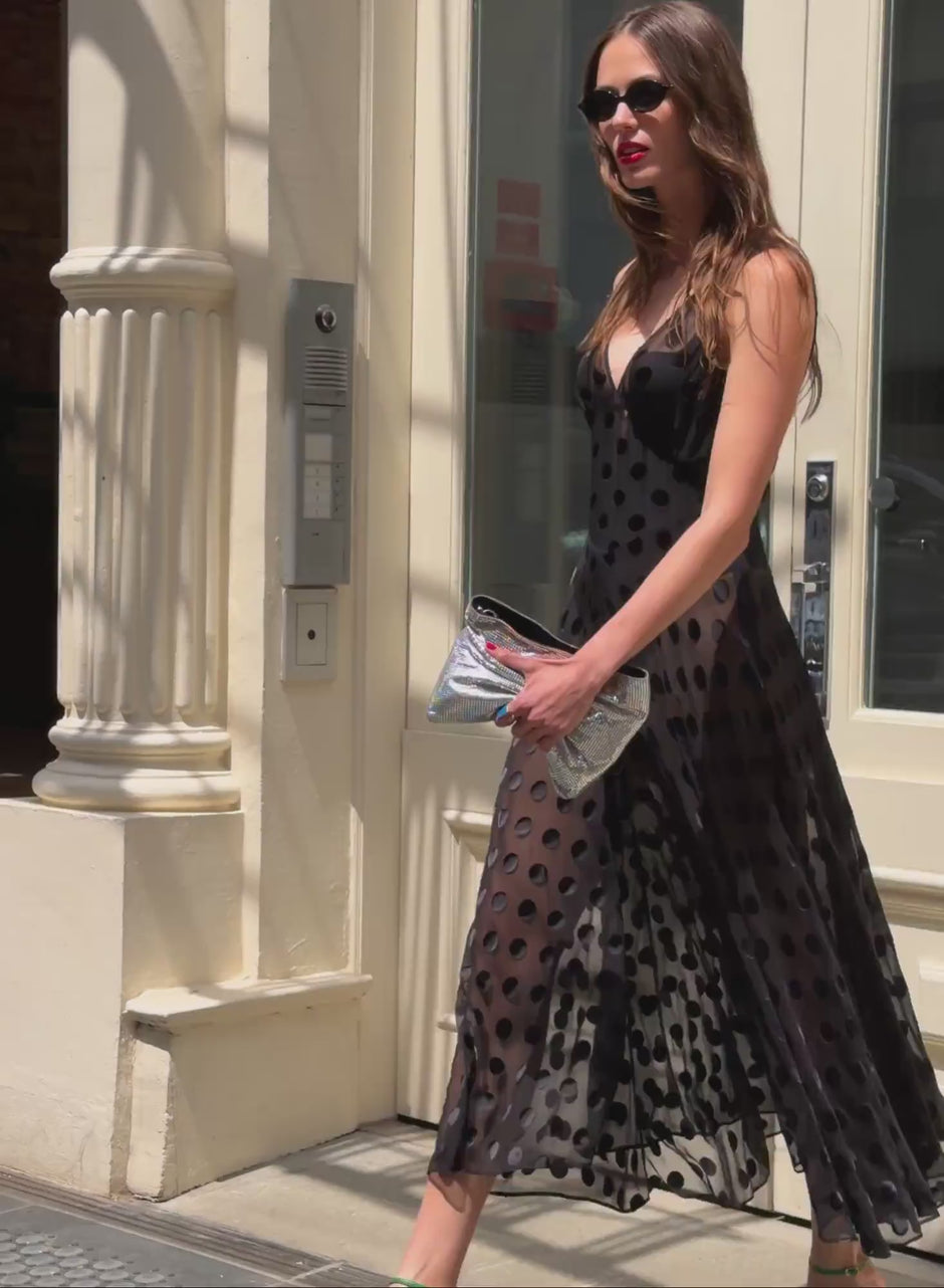 Black - Silk Dot Gown | Fleur du Mal