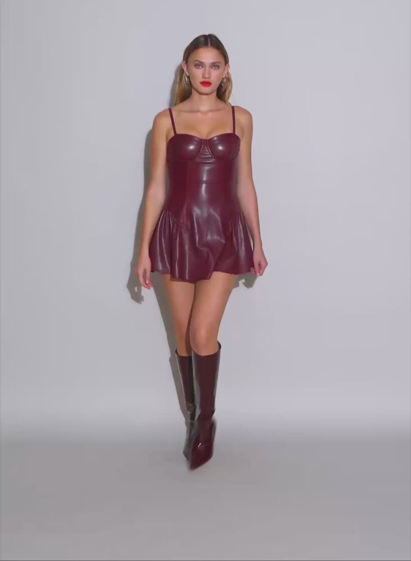 Vegan Leather Mini Dress-Pinot-Fleur du Mal-video