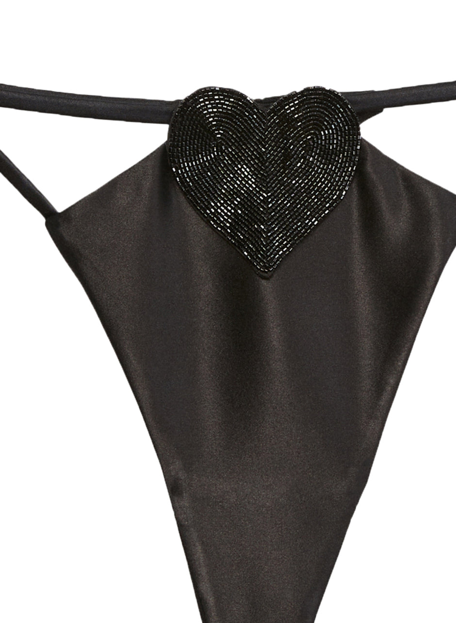 Black - Queen of Hearts V-String | Fleur du Mal