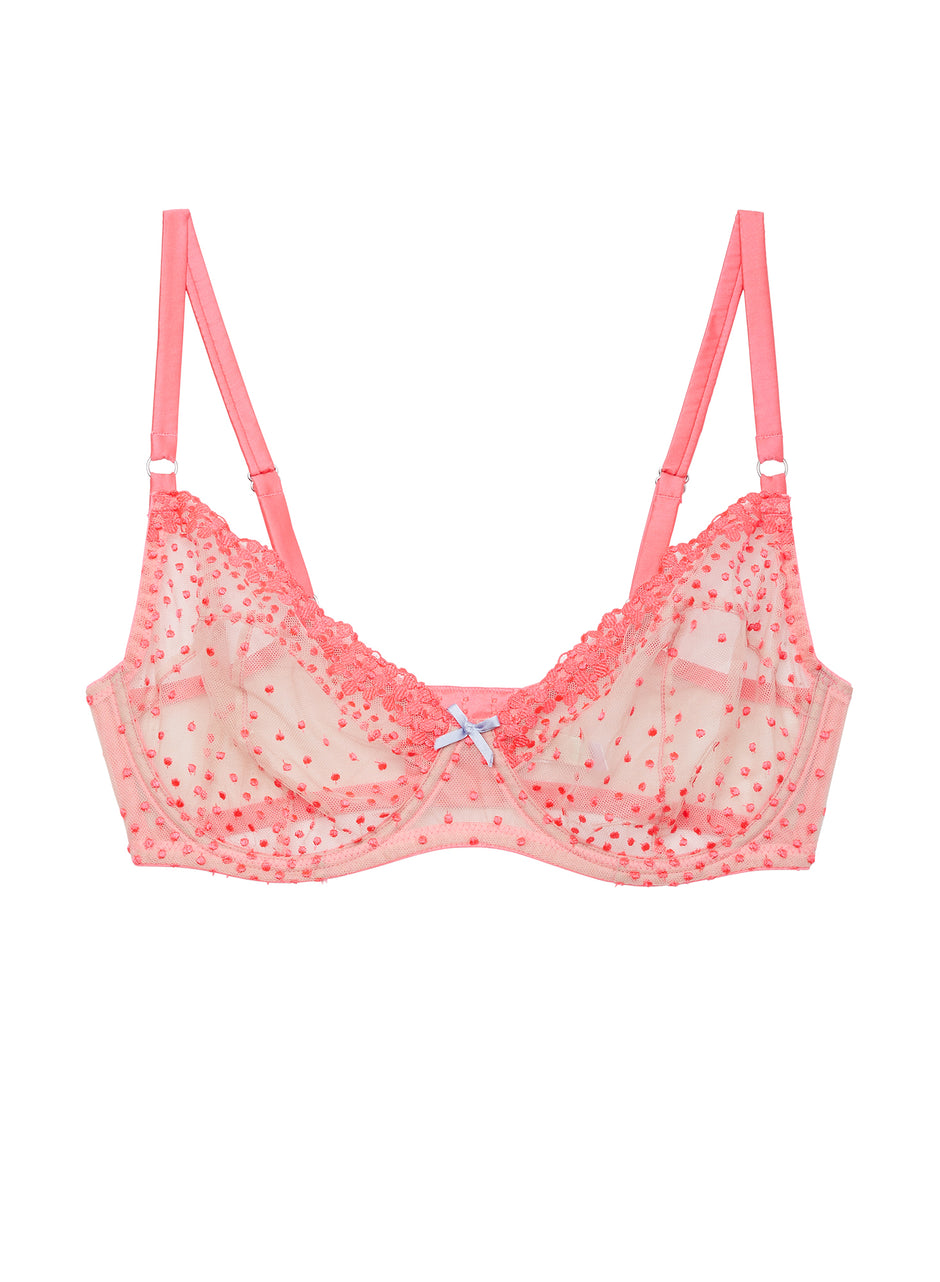 Pop pink - Fuller Cup Dotty Demi Bra | Fleur du Mal