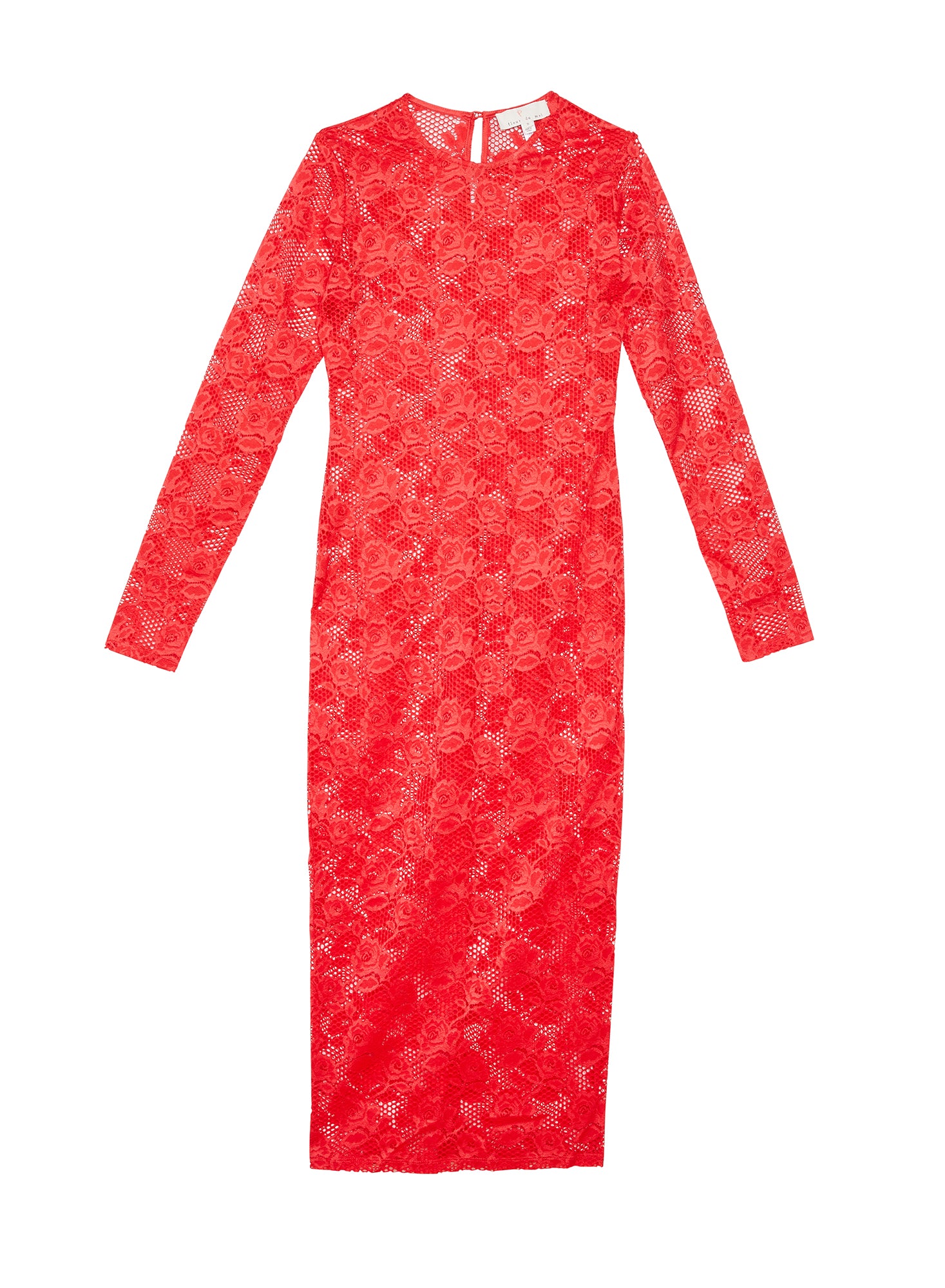 Valentino Red Lace Long Sleeve Dress