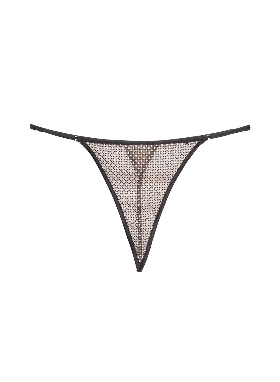 Black - Rhinestone Fishnet V-String | Fleur du Mal