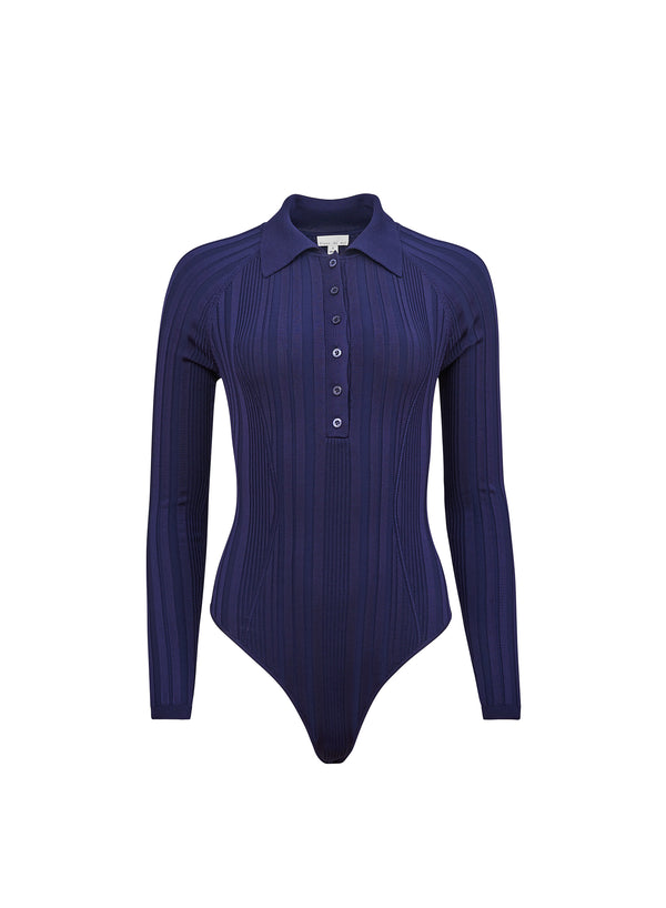 Night sky - Long Sleeve Rib Polo Bodysuit | Fleur du Mal
