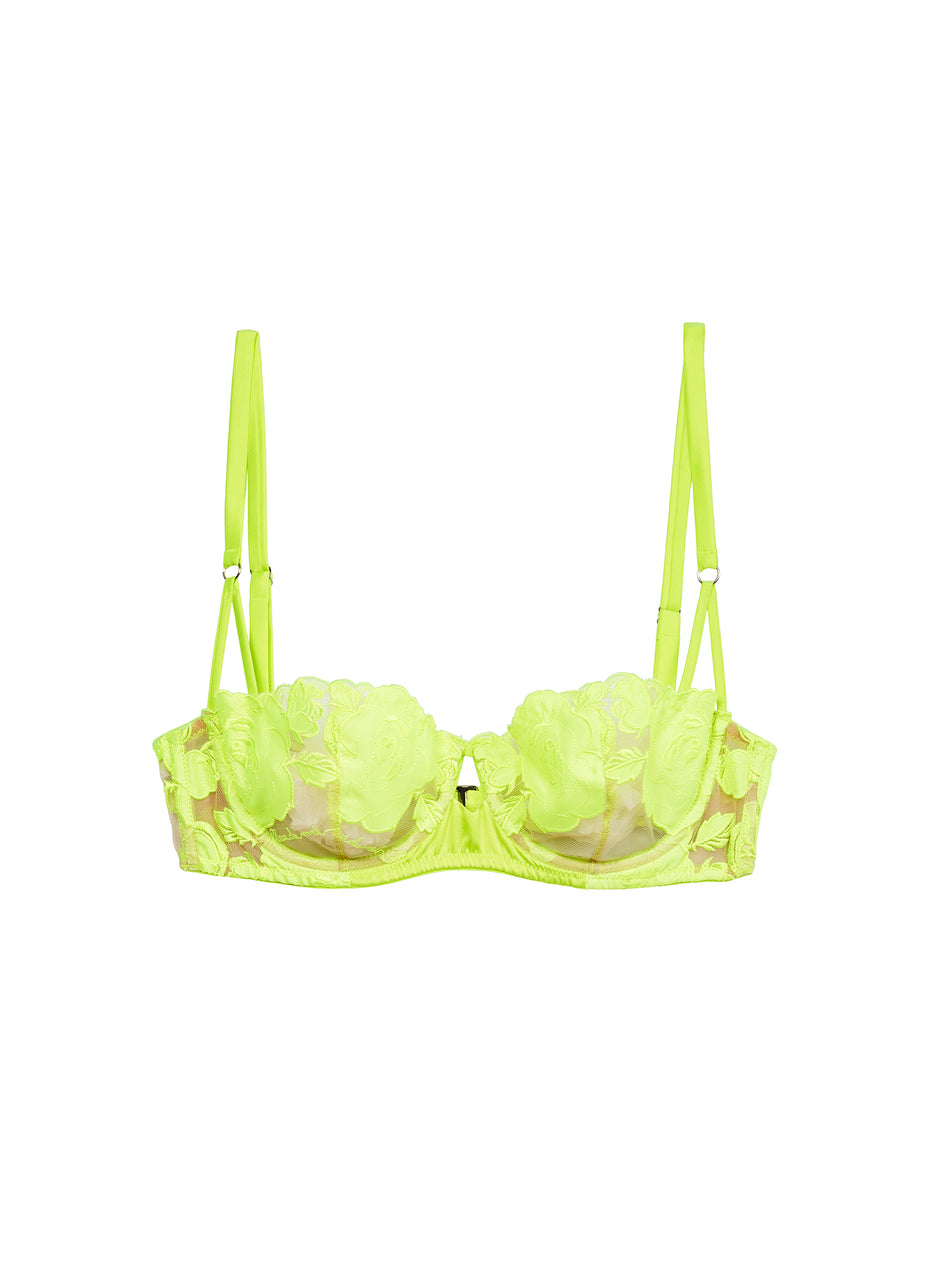 Neon yellow - Rose Logo Embroidery Balconette | Fleur du Mal