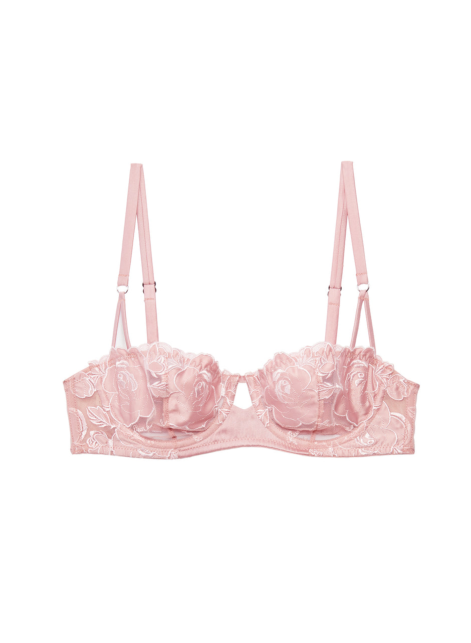 Rose pink - Rose Logo Embroidery Balconette | Fleur du Mal