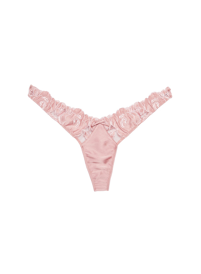 Rose pink - Rose Logo Embroidery Thong | Fleur du Mal