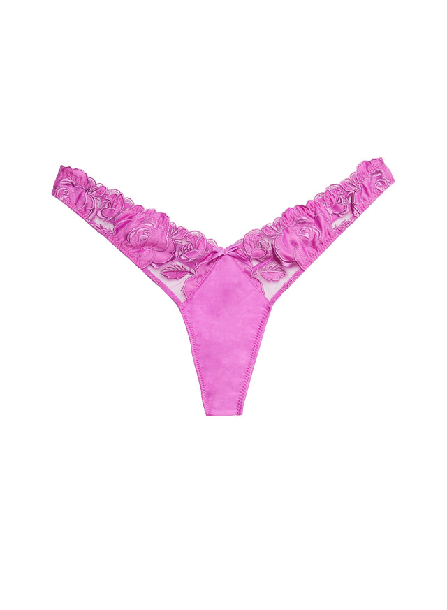 Pink iris - Rose Logo Embroidery Thong | Fleur du Mal