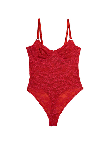 Rouge - Le Stretch Lace Bodysuit | Fleur du Mal