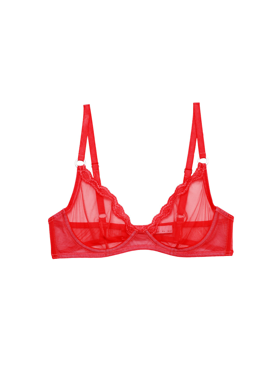 Rouge - Sheer Tulle Demi Bra | Fleur du Mal