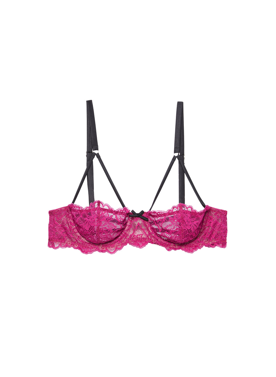 Magenta - Roxy Lace Half Cup Bra | Fleur du Mal