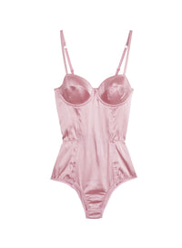 Satin Bullet Bodysuit in rose pink-flat- fleur du mal