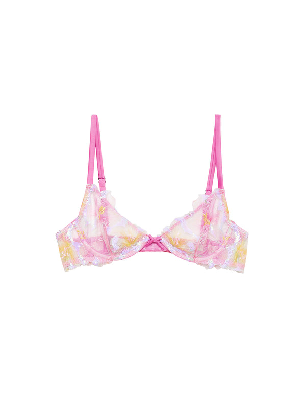 Pink desire - Sequin Hibiscus Demi Bra | Fleur du Mal