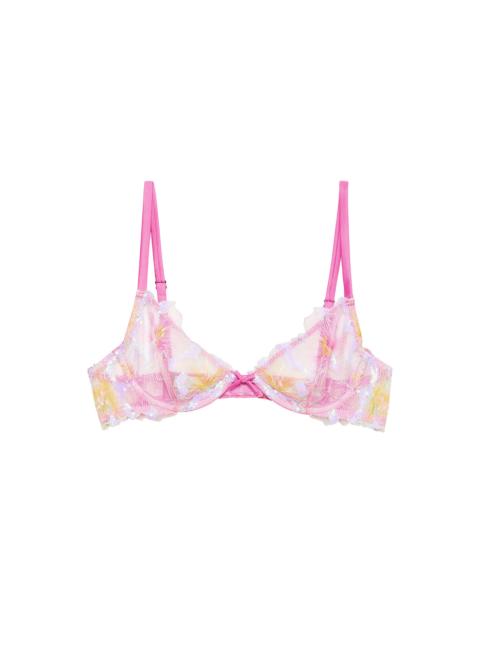 Pink desire - Sequin Hibiscus Demi Bra | Fleur du Mal