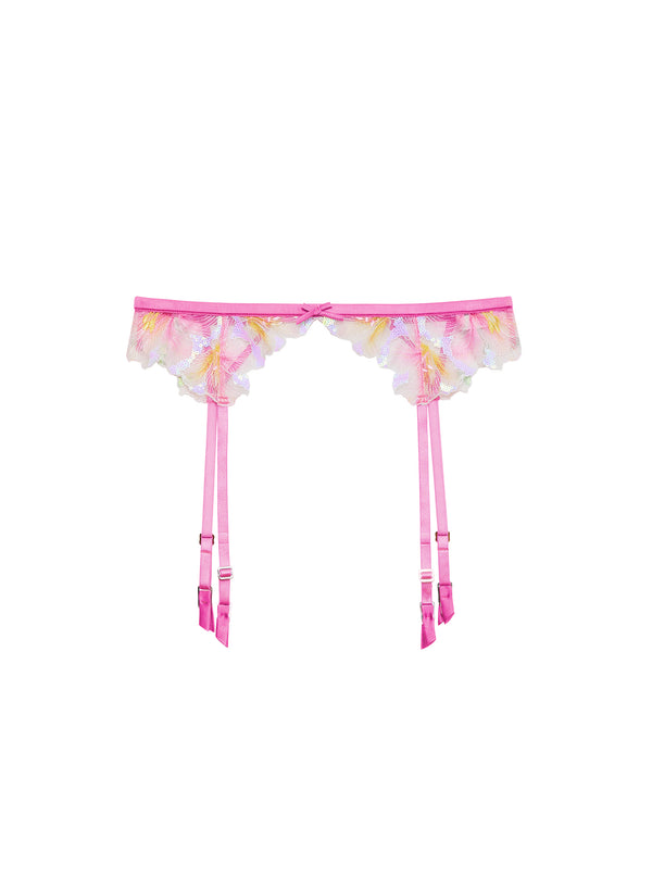 Pink desire - Sequin Hibiscus Garter Belt | Fleur du Mal