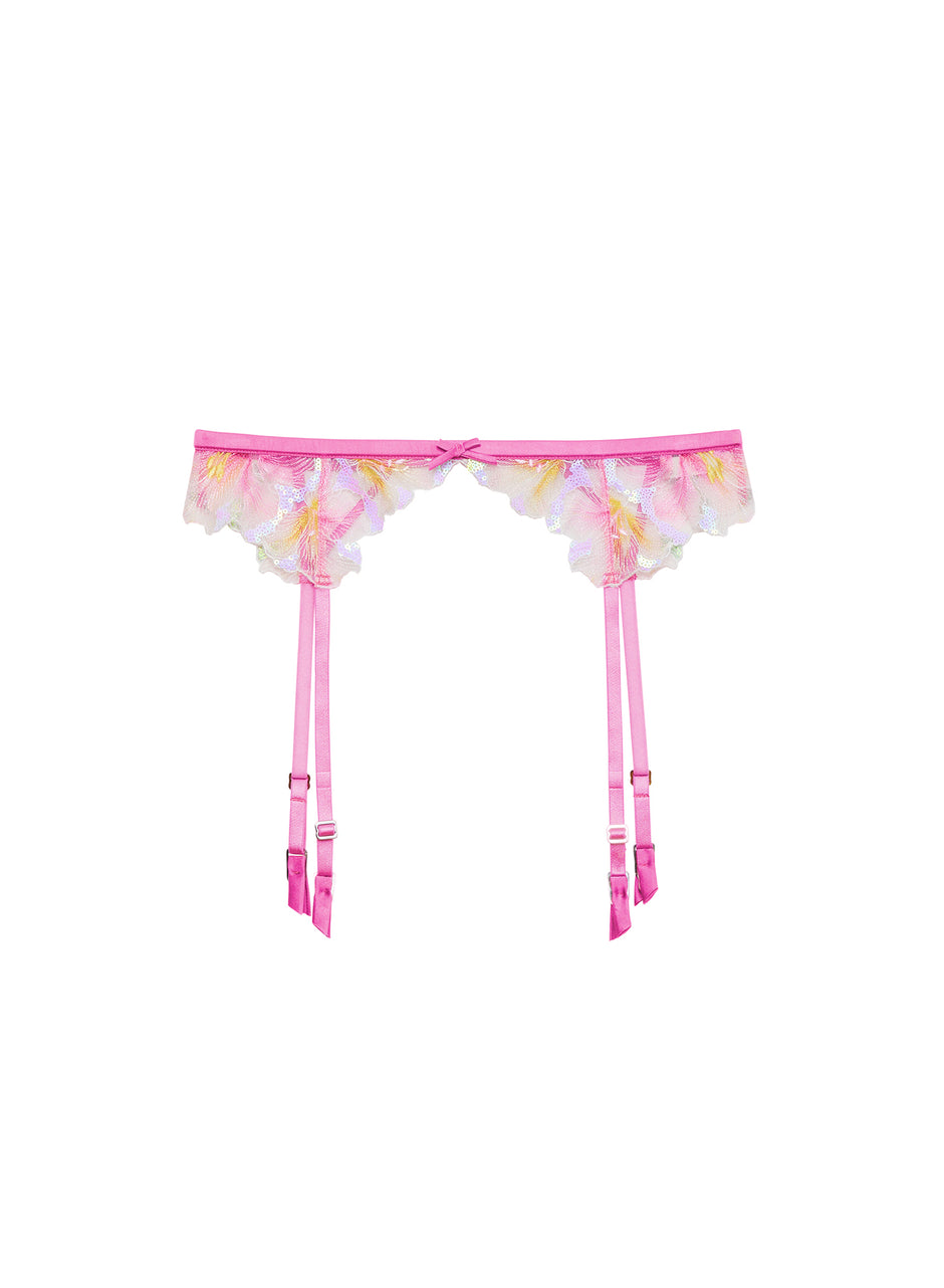 Pink desire - Sequin Hibiscus Garter Belt | Fleur du Mal