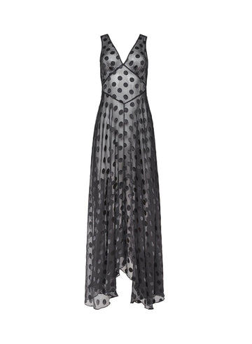 Black - Silk Dot Gown | Fleur du Mal