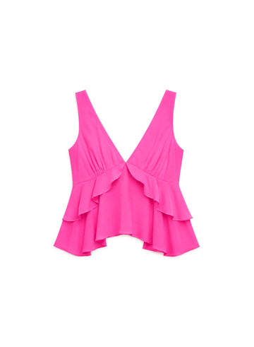 Wild pink - Silk Ruffle Top | Fleur du Mal