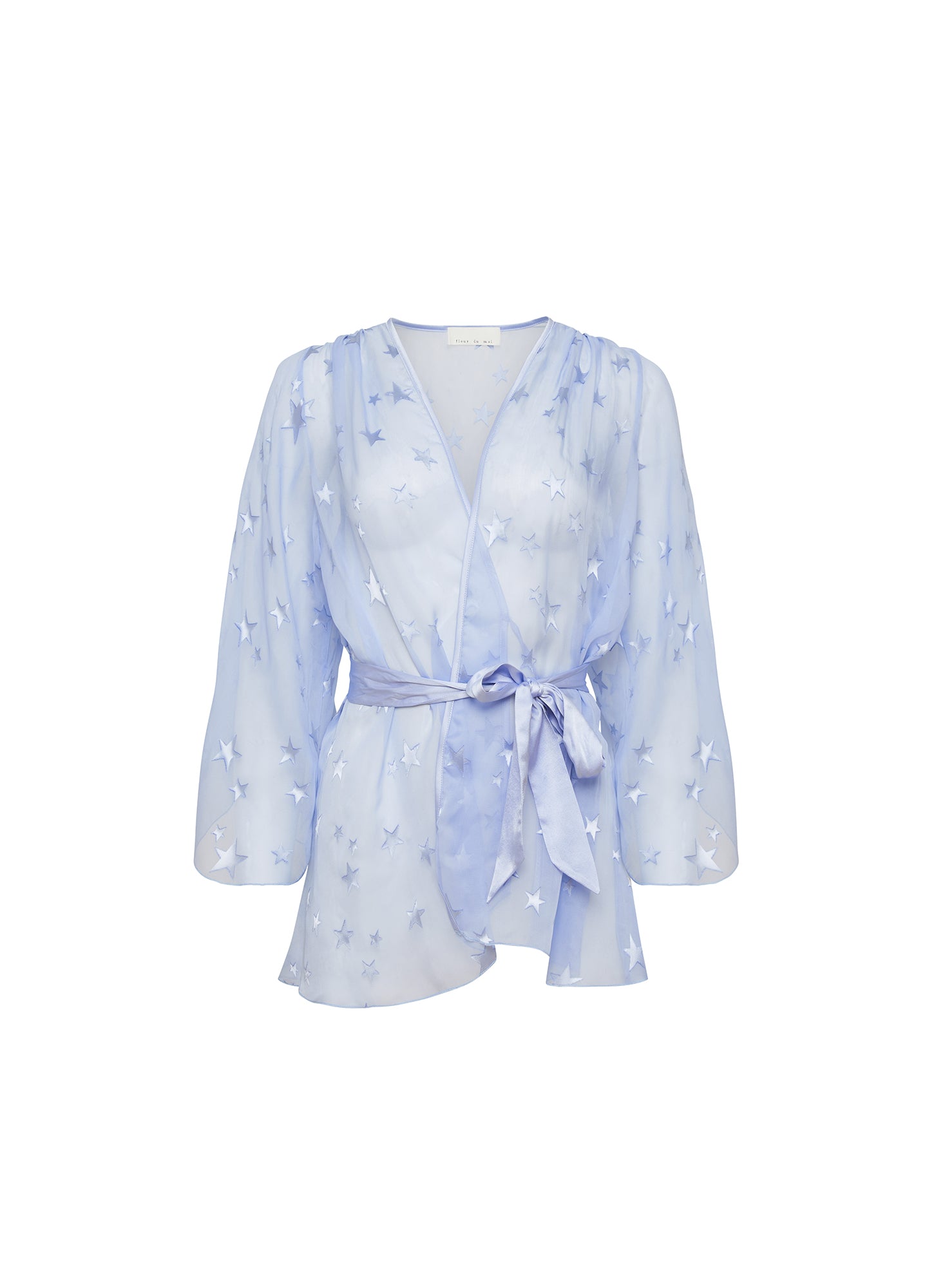 Starry Angel Sleeve Robe-raindrop blue-flat