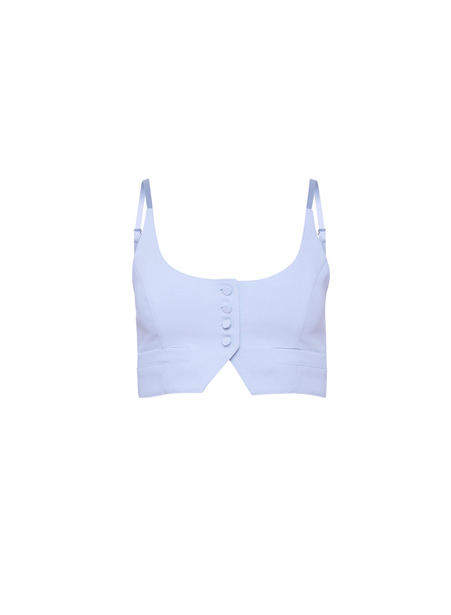 Tuxedo Cropped Vest- Blue-Fleur du Mal-flat