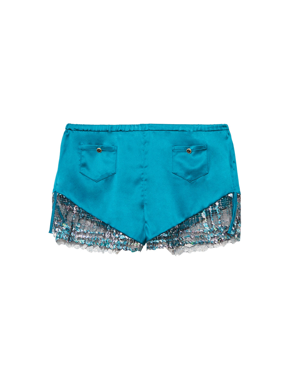 Aquamarine - Gabrielle Embroidery Tap Short | Fleur du Mal