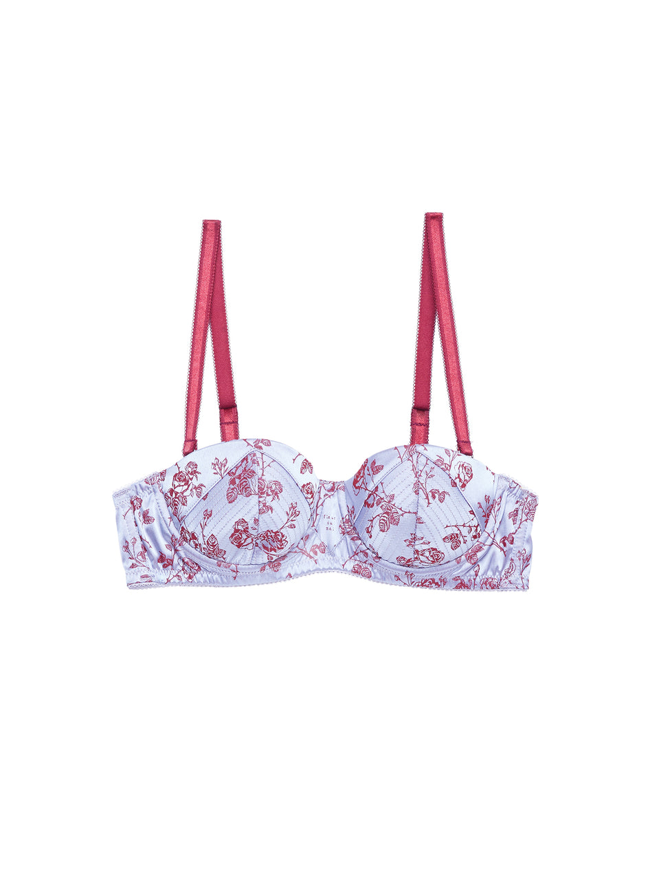 Blue mist - Rose Jacquard Top Stitch Balconette Bra | Fleur du Mal