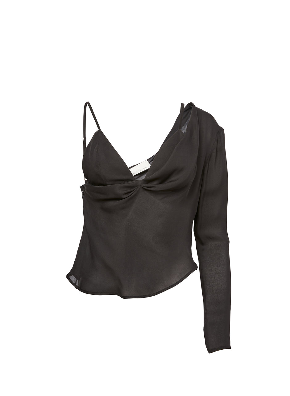 Black - Georgette Triangle Top | Fleur du Mal