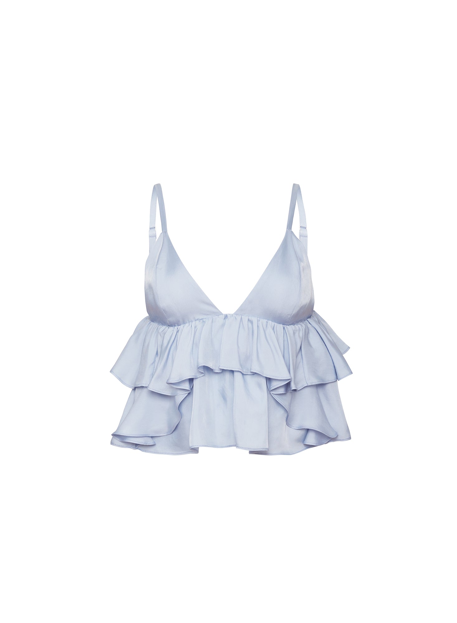 Luxe Twill Ruffle Cami-light blue-Fleur du mal