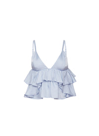 Luxe Twill Ruffle Cami-light blue-Fleur du mal