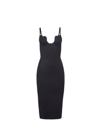 Le Stretch Micro U-Plunge Midi Dress- black- fleur du mal