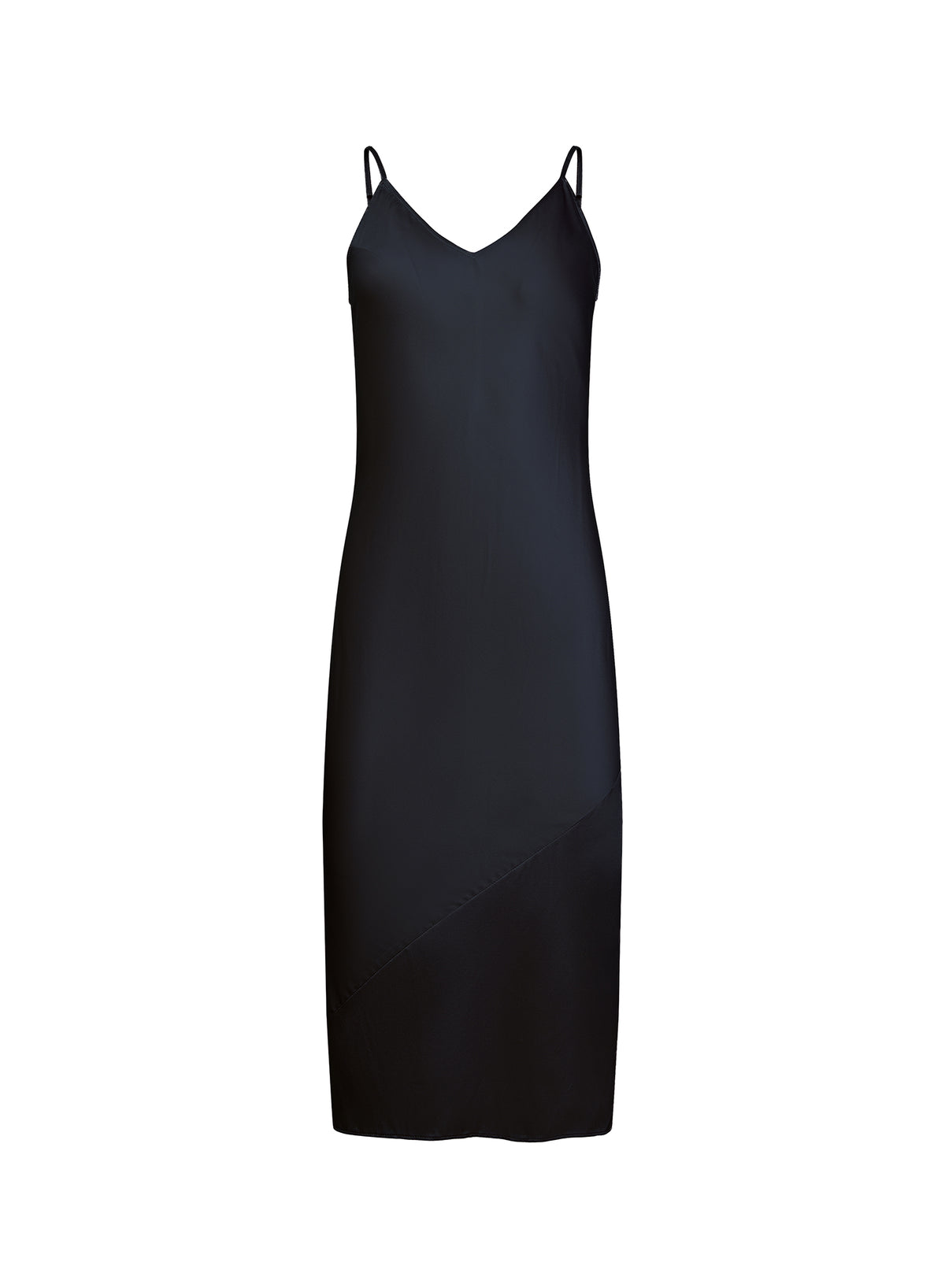 Silk V Slip Dress-black-fleur du mal-flat