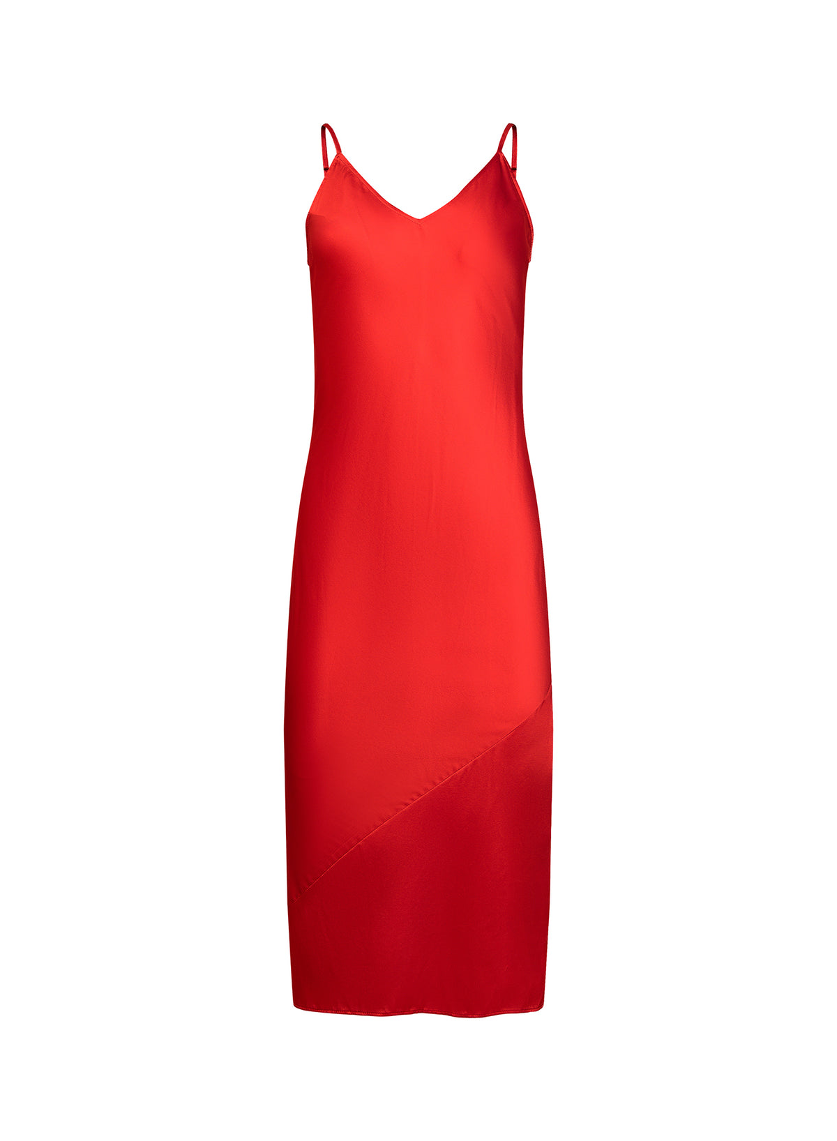 Silk V Slip Dress-Rouge-Fleur du Mal