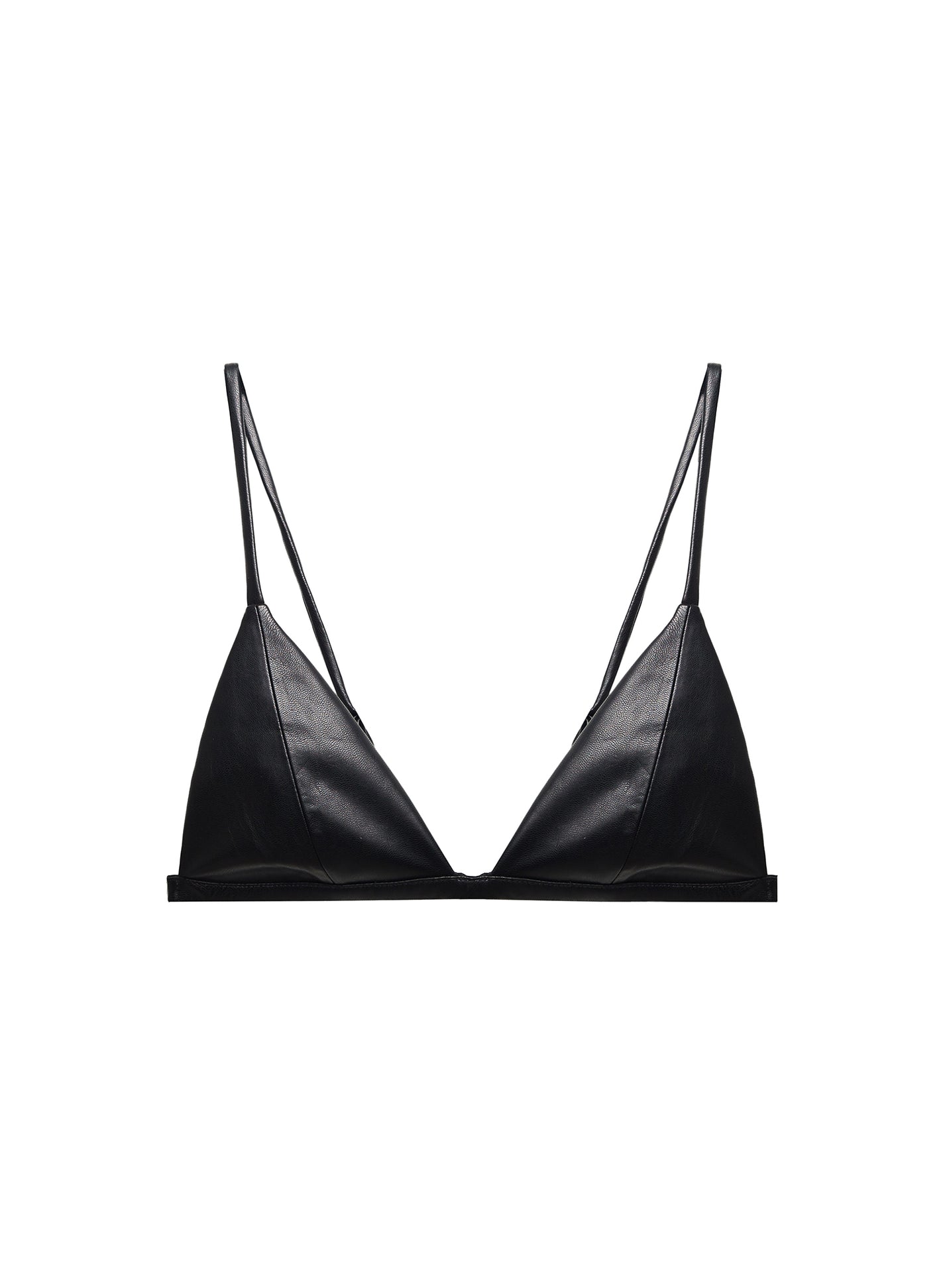 Black Vegan Leather Triangle Bra | Fleur du Mal