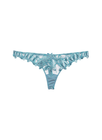 Velvet icy teal - Lily Embroidery Hipster Thong | Fleur du Mal