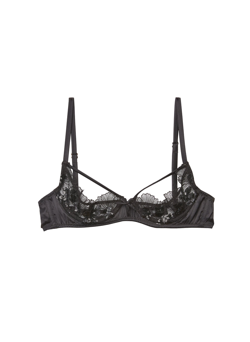 Sequin Violet Embroidery Ouvert Bra | Fleur du Mal