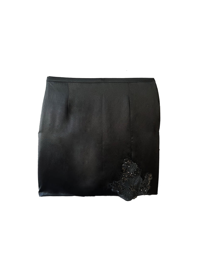 Black - Sequin Violet Appliqué Skirt | Fleur du Mal