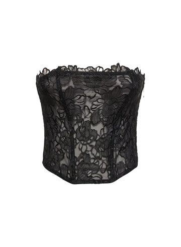 Black - Whitney Embroidery Corset Top | Fleur du Mal