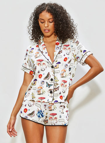 Ivory mushroom print - Magical Mushroom Short Sleeve PJ Top | Fleur du Mal