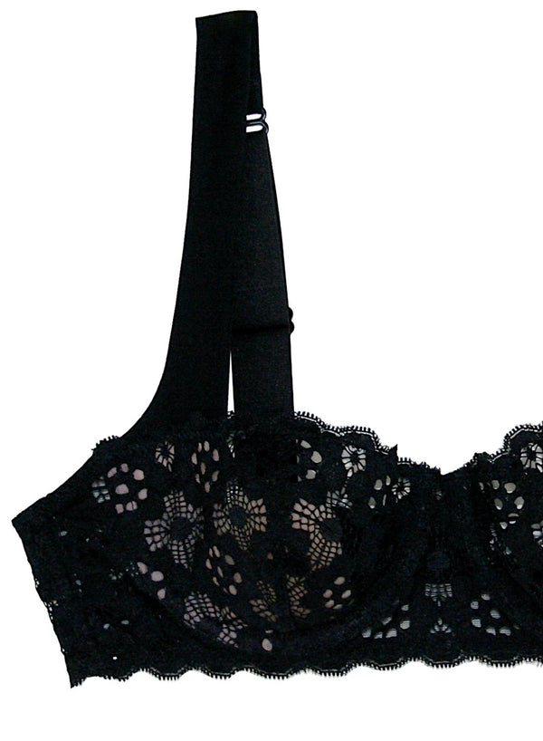 Crochet Lace Balconette Bra-black | Fleur du Mal