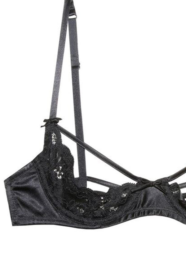 Peak-a-boo bra in lace, black, La Redoute Collections
