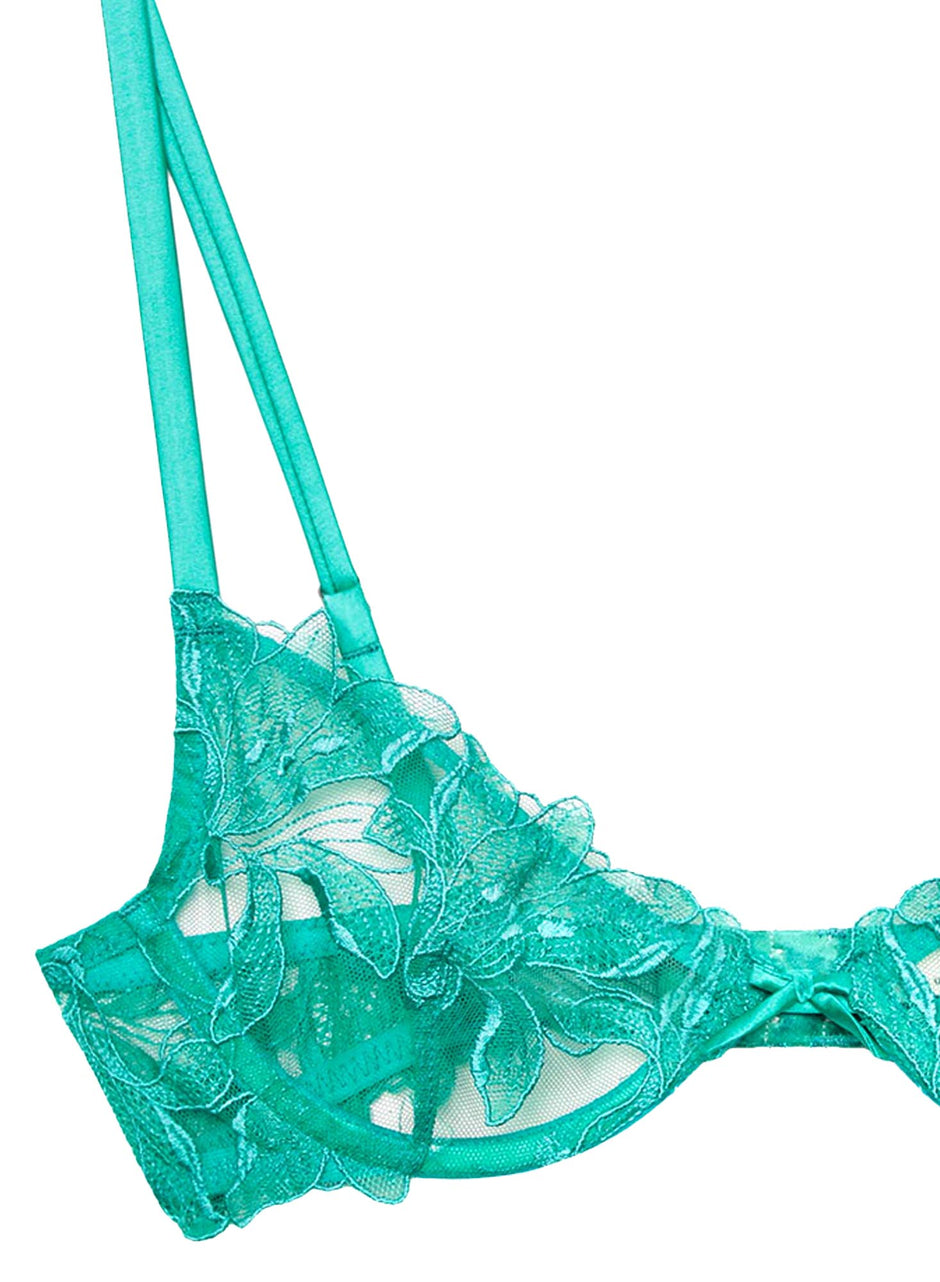 Emerald - Lily Embroidery Plunge Demi Bra | Fleur du Mal