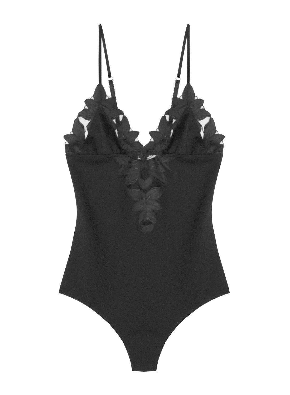 Lily Embroidery V-Neck Plunge Bodysuit | Fleur du Mal