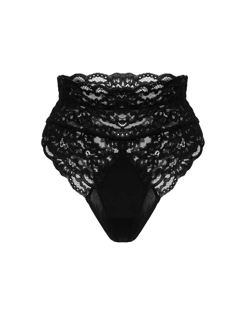 Black - Charlotte Lace High Waist Panty | Fleur du Mal