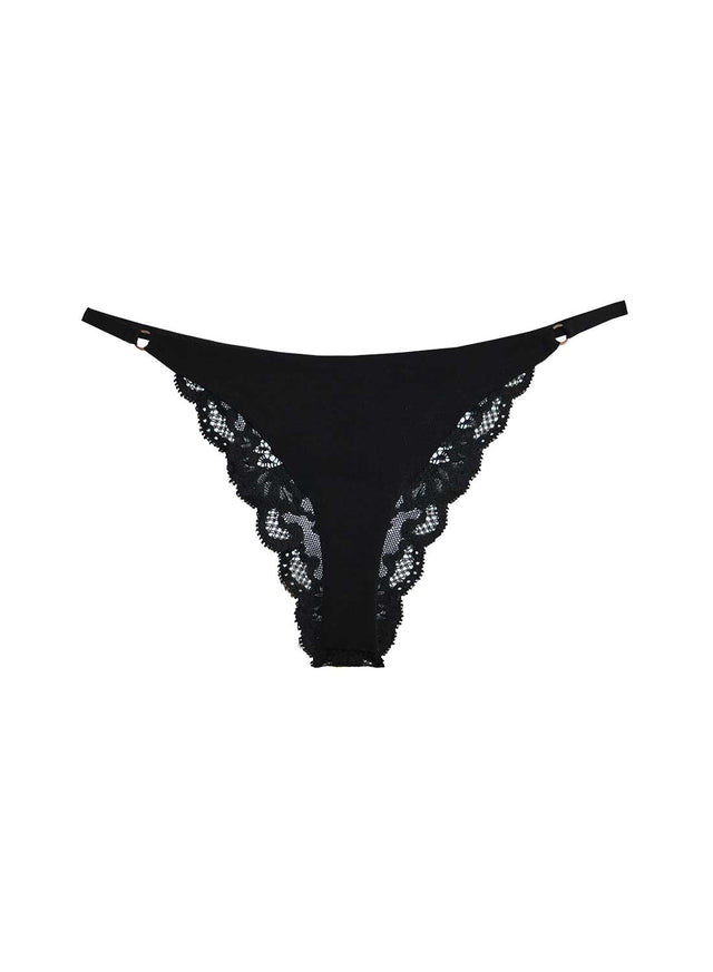 Black - Charlotte Lace Seamless String Cheeky | Fleur du Mal