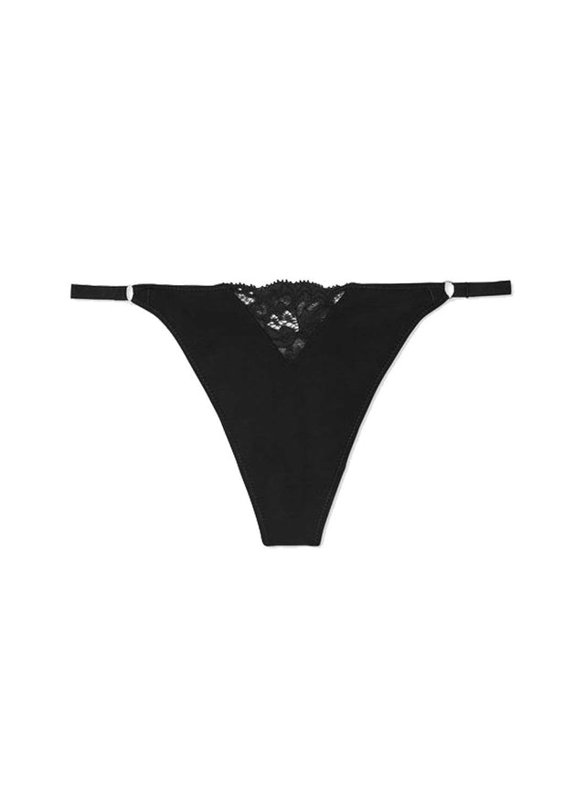 Black - Charlotte Lace No Show V-String | Fleur du Mal