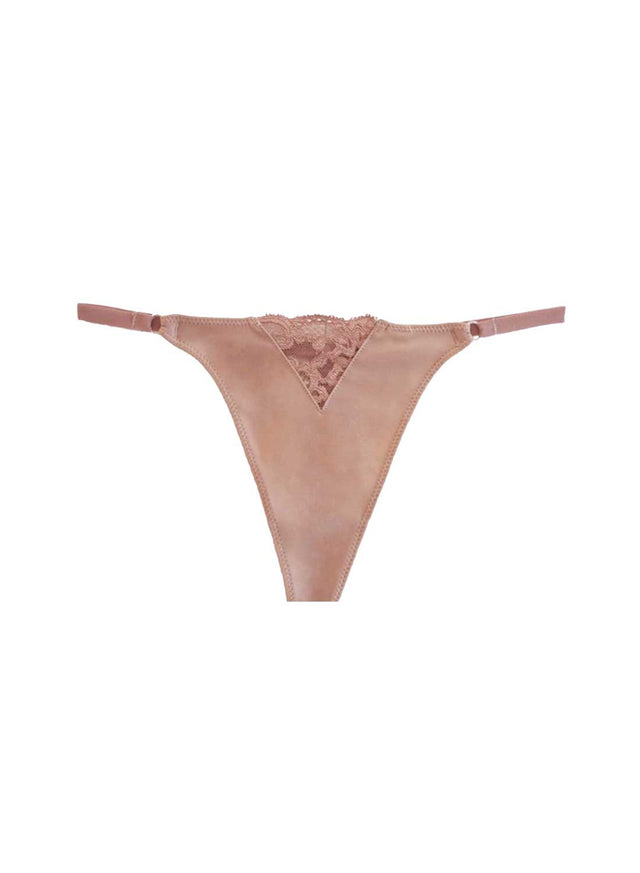 Tan - Charlotte Lace No Show V-String | Fleur du Mal