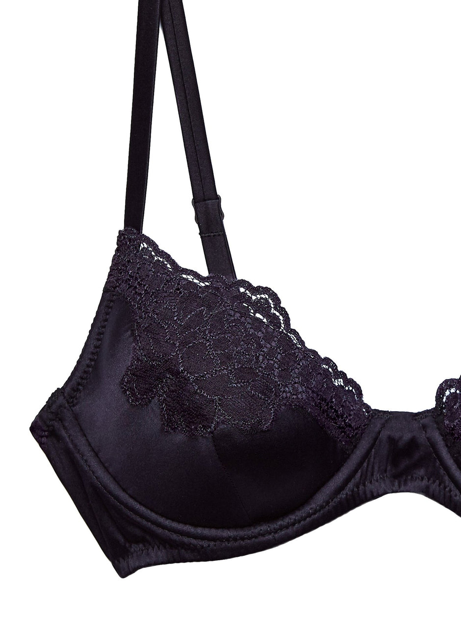 Black - James Lace Lined Demi Bra | Fleur du Mal