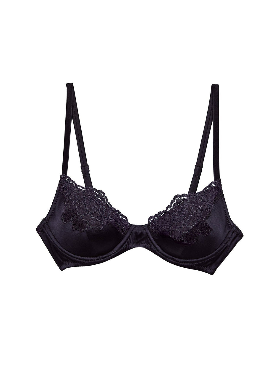 Black - James Lace Lined Demi Bra | Fleur du Mal